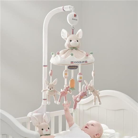Crib Musical Mobile with 3 Modes Musical Box, 35 Lullabies, (Rabbit Doll) - Picture 1 of 6